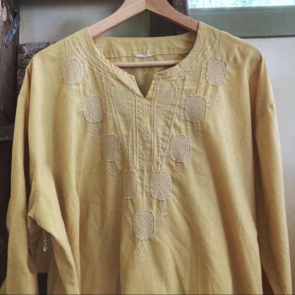 SOLD Vintage Cotton Embroidered Peasant Top - Picture 3 of 7